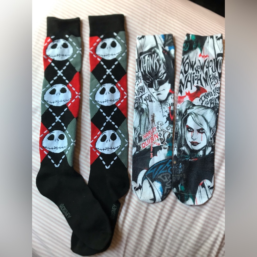 NWOT Harley Quinn/Joker and Jake Skellington Sock Bundle